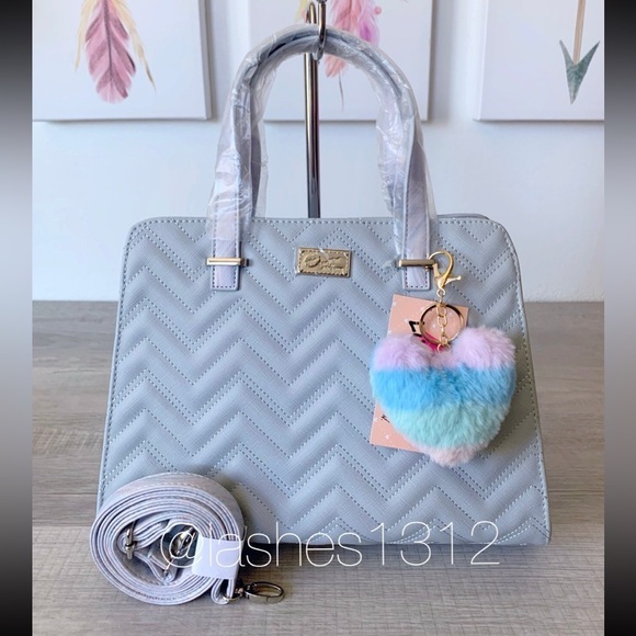 Betsey Johnson Handbags - BETSEY JOHNSON Bag Naomi Quilted Satchel - Blue Chevron LBNAOMI